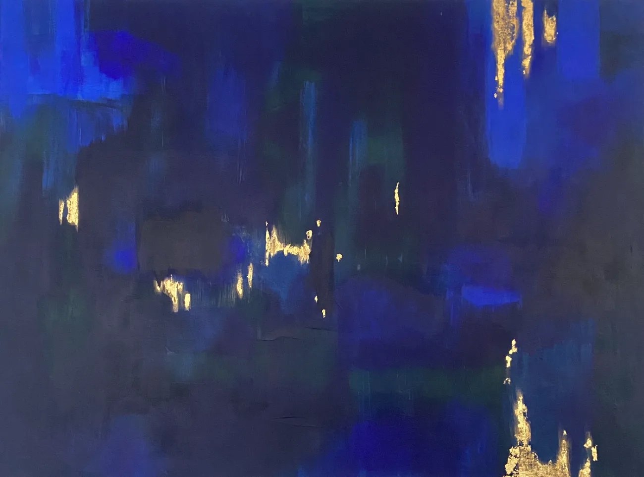 Tableau bleu et or